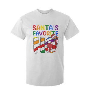 Funny Christmas LGBT T Shirt For Kid Santas Favorite Ho Rainbow TS09 White Print Your Wear