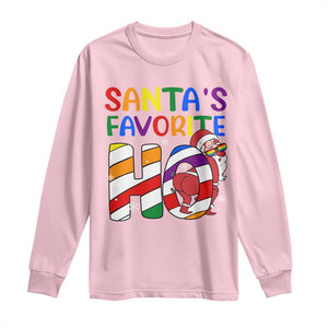 Funny Christmas LGBT Long Sleeve Shirt Santas Favorite Ho Rainbow TS09 Light Pink Print Your Wear