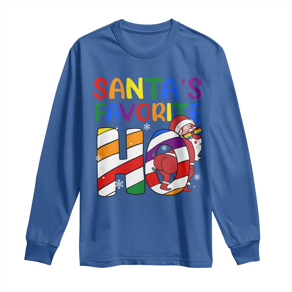 Funny Christmas LGBT Long Sleeve Shirt Santas Favorite Ho Rainbow TS09 Royal Blue Print Your Wear