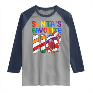 Funny Christmas LGBT Raglan Shirt Santas Favorite Ho Rainbow TS09 Sport Gray Navy Print Your Wear