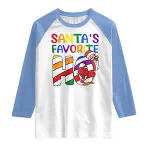 Funny Christmas LGBT Raglan Shirt Santas Favorite Ho Rainbow TS09 White Carolina Blue Print Your Wear