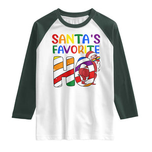 Funny Christmas LGBT Raglan Shirt Santas Favorite Ho Rainbow TS09 White Dark Forest Green Print Your Wear