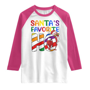 Funny Christmas LGBT Raglan Shirt Santas Favorite Ho Rainbow TS09 White Heliconia Print Your Wear
