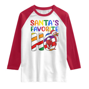 Funny Christmas LGBT Raglan Shirt Santas Favorite Ho Rainbow TS09 White Red Print Your Wear