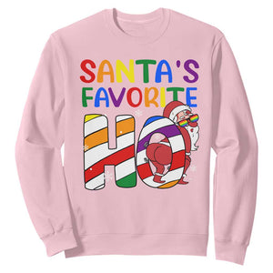 Funny Christmas LGBT Sweatshirt Santas Favorite Ho Rainbow TS09 Light Pink Print Your Wear