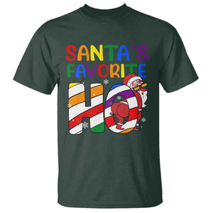 Funny Christmas LGBT T Shirt Santas Favorite Ho Rainbow TS09 Dark Forest Green Print Your Wear
