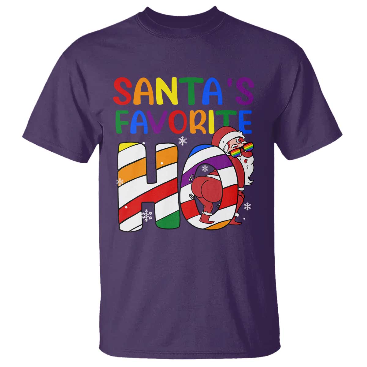 Funny Christmas LGBT T Shirt Santas Favorite Ho Rainbow TS09 Purple Print Your Wear