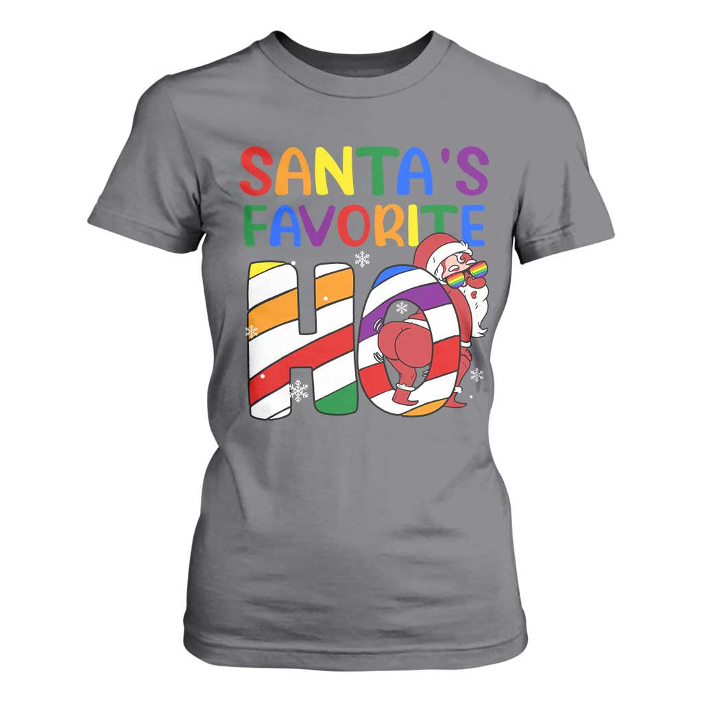 Funny Christmas LGBT T Shirt For Women Santas Favorite Ho Rainbow TS09 Charcoal Print Your Wear