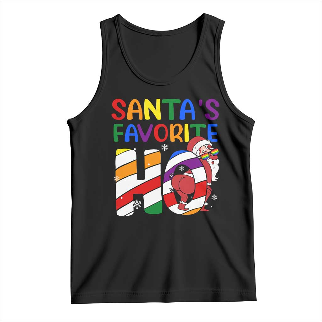 Funny Christmas LGBT Tank Top Santas Favorite Ho Rainbow TS09 Black Print Your Wear