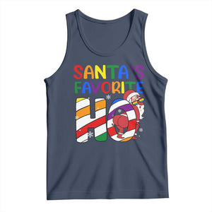 Funny Christmas LGBT Tank Top Santas Favorite Ho Rainbow TS09 Navy Print Your Wear