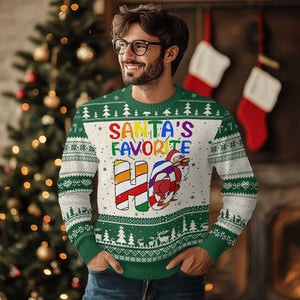 Funny Xmas LGBT Ugly Christmas Sweater Santas Favorite Ho Rainbow TS09 Green Print Your Wear