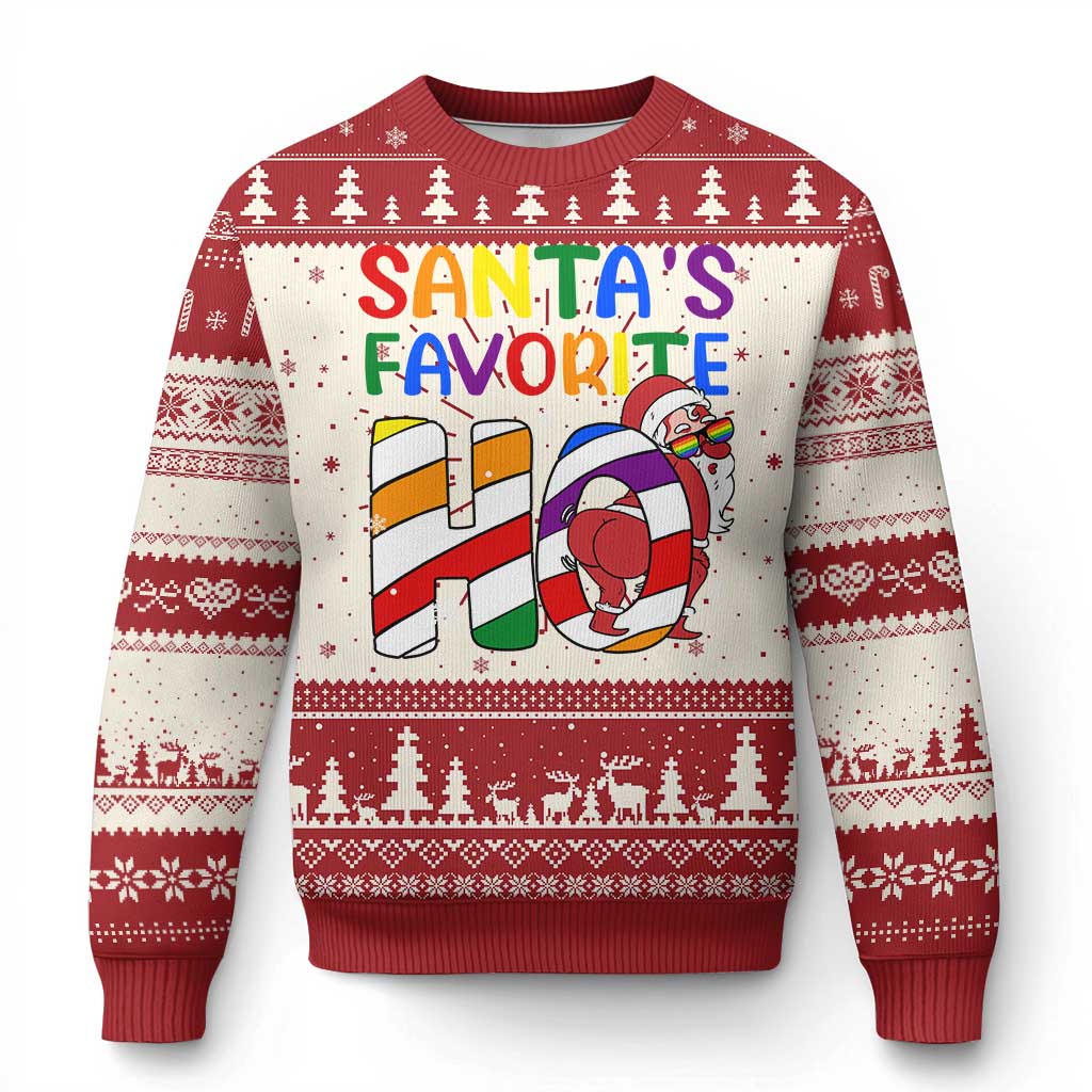 Funny Xmas LGBT Ugly Christmas Sweater Santas Favorite Ho Rainbow TS09 Red Print Your Wear