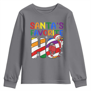 Funny Christmas LGBT Youth Sweatshirt Santas Favorite Ho Rainbow TS09 Charcoal Print Your Wear