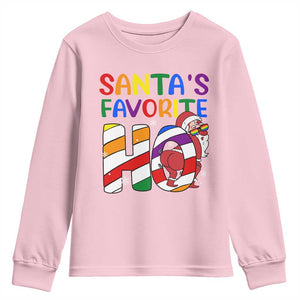 Funny Christmas LGBT Youth Sweatshirt Santas Favorite Ho Rainbow TS09 Light Pink Print Your Wear