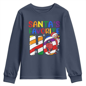 Funny Christmas LGBT Youth Sweatshirt Santas Favorite Ho Rainbow TS09 Navy Print Your Wear