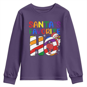 Funny Christmas LGBT Youth Sweatshirt Santas Favorite Ho Rainbow TS09 Purple Print Your Wear