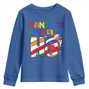 Funny Christmas LGBT Youth Sweatshirt Santas Favorite Ho Rainbow TS09 Royal Blue Print Your Wear
