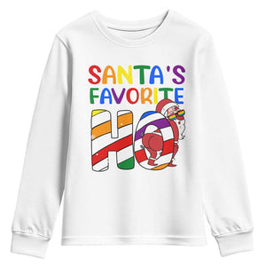 Funny Christmas LGBT Youth Sweatshirt Santas Favorite Ho Rainbow TS09 White Print Your Wear