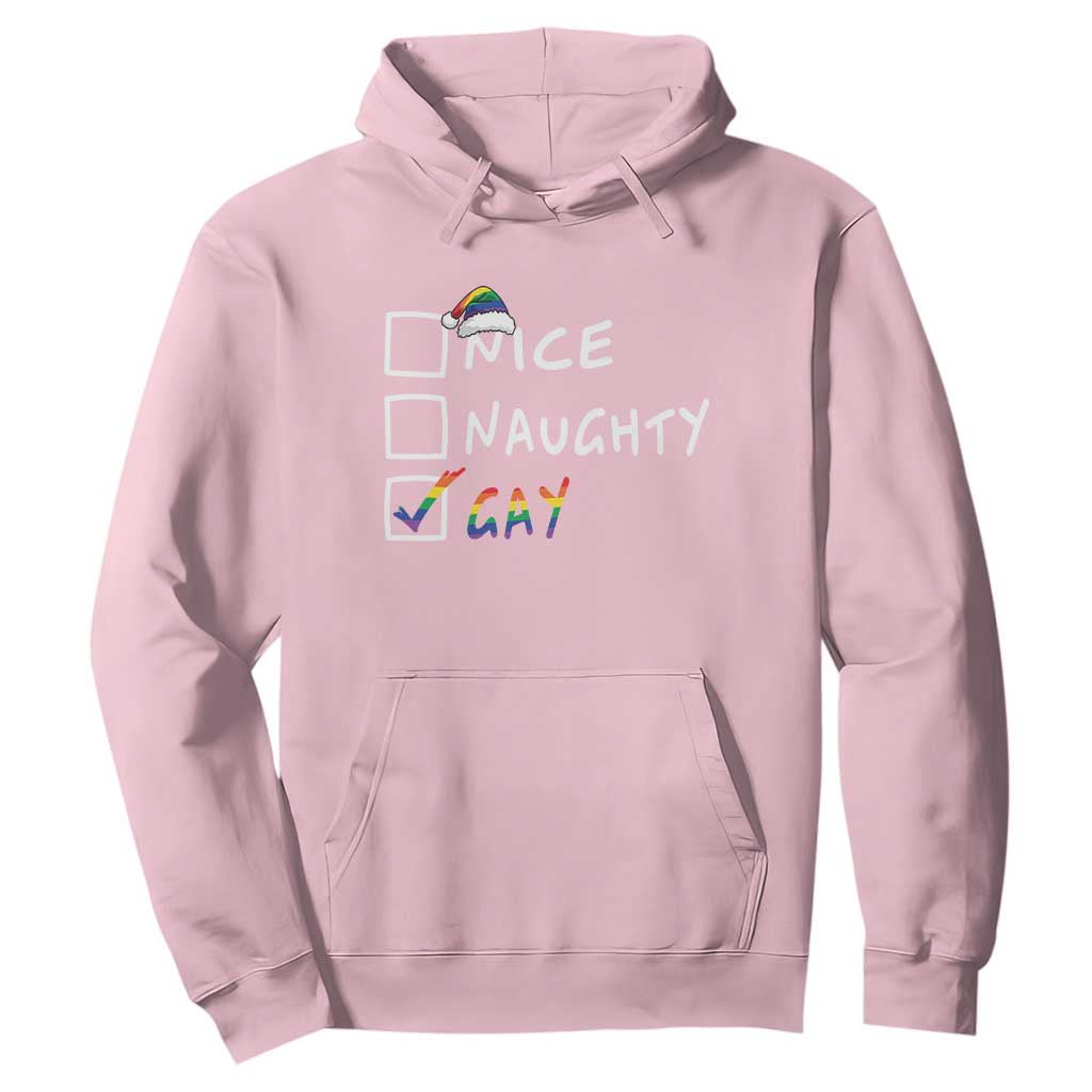 Funny Christmas LGBT Hoodie Naughty Nice Gay TS09 Light Pink Print Your Wear