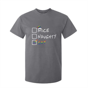 Funny Christmas LGBT T Shirt For Kid Naughty Nice Gay TS09 Charcoal Print Your Wear