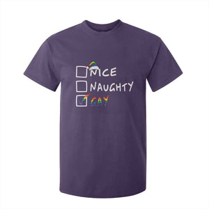 Funny Christmas LGBT T Shirt For Kid Naughty Nice Gay TS09 Purple Print Your Wear