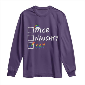 Funny Christmas LGBT Long Sleeve Shirt Naughty Nice Gay TS09 Purple Print Your Wear