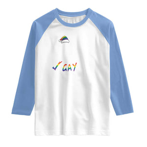 Funny Christmas LGBT Raglan Shirt Naughty Nice Gay TS09 White Carolina Blue Print Your Wear