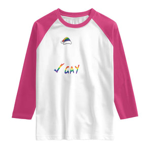 Funny Christmas LGBT Raglan Shirt Naughty Nice Gay TS09 White Heliconia Print Your Wear
