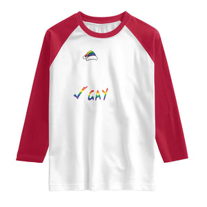 Funny Christmas LGBT Raglan Shirt Naughty Nice Gay TS09 White Red Print Your Wear