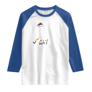 Funny Christmas LGBT Raglan Shirt Naughty Nice Gay TS09 White Royal Print Your Wear