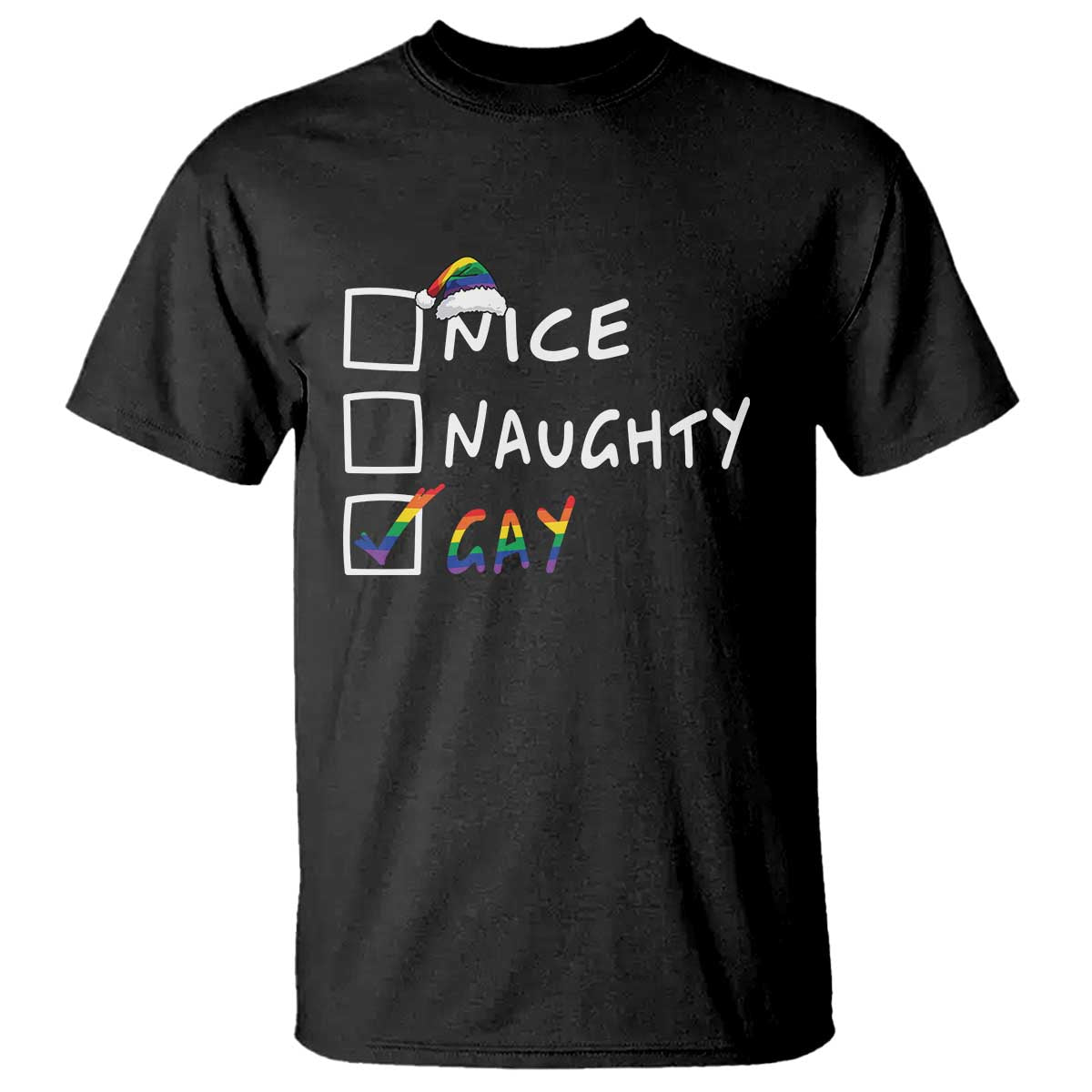 Funny Christmas LGBT T Shirt Naughty Nice Gay TS09 Black Print Your Wear