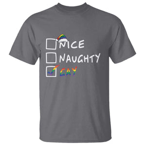 Funny Christmas LGBT T Shirt Naughty Nice Gay TS09 Charcoal Print Your Wear