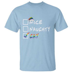 Funny Christmas LGBT T Shirt Naughty Nice Gay TS09 Light Blue Print Your Wear