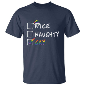 Funny Christmas LGBT T Shirt Naughty Nice Gay TS09 Navy Print Your Wear