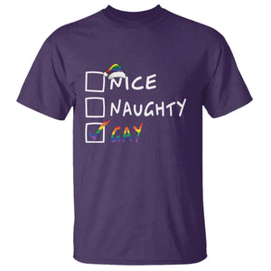Funny Christmas LGBT T Shirt Naughty Nice Gay TS09 Purple Print Your Wear