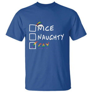 Funny Christmas LGBT T Shirt Naughty Nice Gay TS09 Royal Blue Print Your Wear