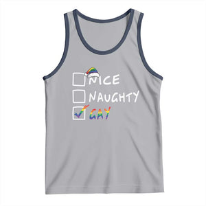 Funny Christmas LGBT Tank Top Naughty Nice Gay TS09 Athletic Heather Navy Print Your Wear