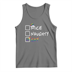 Funny Christmas LGBT Tank Top Naughty Nice Gay TS09 Black Heather Print Your Wear