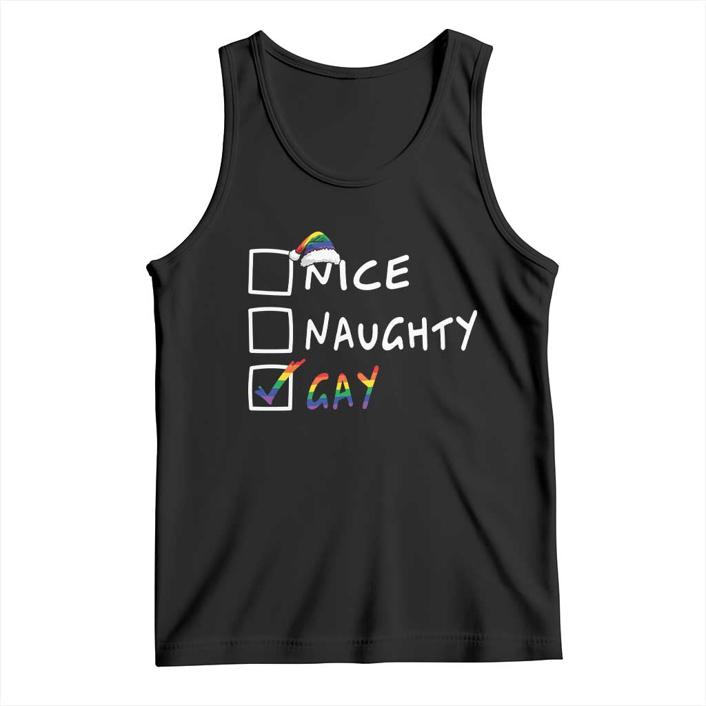 Funny Christmas LGBT Tank Top Naughty Nice Gay TS09 Black Print Your Wear