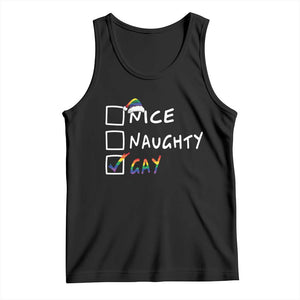 Funny Christmas LGBT Tank Top Naughty Nice Gay TS09 Black Print Your Wear