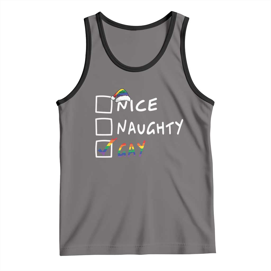 Funny Christmas LGBT Tank Top Naughty Nice Gay TS09 Deep Heather Black Print Your Wear