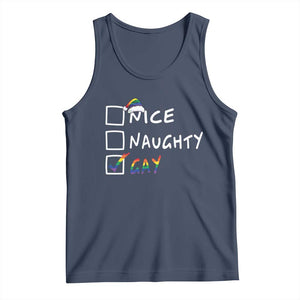 Funny Christmas LGBT Tank Top Naughty Nice Gay TS09 Navy Print Your Wear
