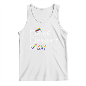 Funny Christmas LGBT Tank Top Naughty Nice Gay TS09 White Print Your Wear