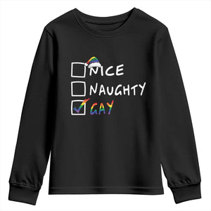 Funny Christmas LGBT Youth Sweatshirt Naughty Nice Gay TS09 Black Print Your Wear