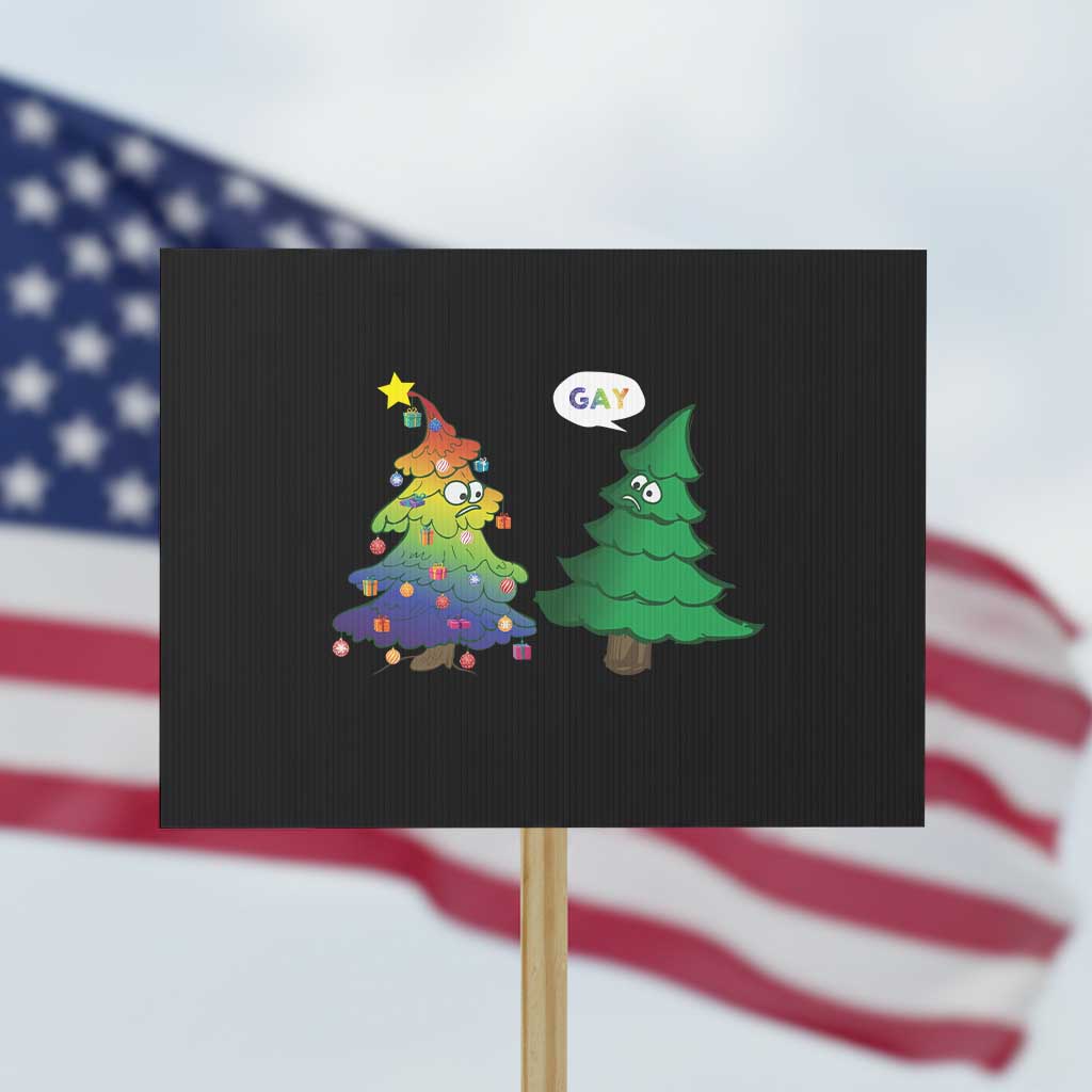 Funny Gay Christmas Protest Sign Rainbow Christmas Tree LGBT TS09 Horizontal 18