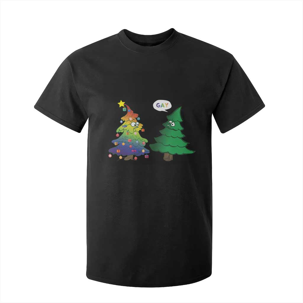 Funny Gay Christmas T Shirt For Kid Rainbow Christmas Tree LGBT TS09 Black Print Your Wear