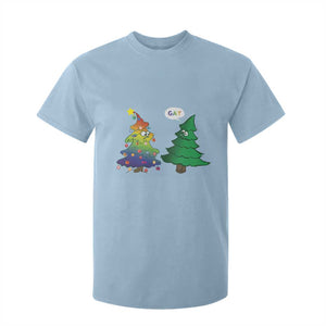 Funny Gay Christmas T Shirt For Kid Rainbow Christmas Tree LGBT TS09 Light Blue Print Your Wear