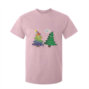 Funny Gay Christmas T Shirt For Kid Rainbow Christmas Tree LGBT TS09 Light Pink Print Your Wear