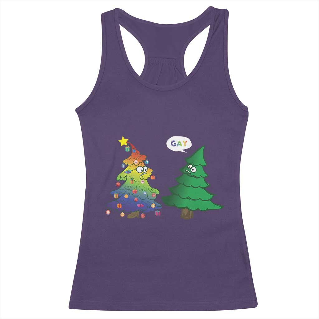 Funny Gay Christmas Racerback Tank Top Rainbow Christmas Tree LGBT TS09 Purple Print Your Wear