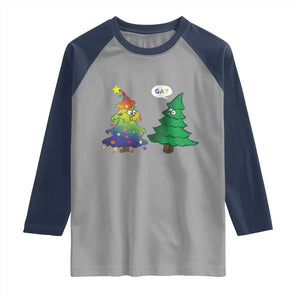 Funny Gay Christmas Raglan Shirt Rainbow Christmas Tree LGBT TS09 Sport Gray Navy Print Your Wear
